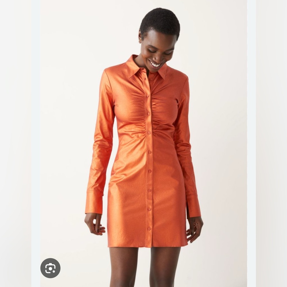 & Other Stories Orange Button-Up Dress